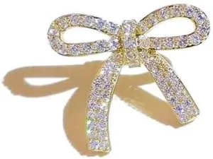 Dainty Bow Knot Brooch Pin Rhinestone Cubic Zirconia Ribbon Bow Lapel Pins Clip Sweater Suit Dress Backpack Brooches Pins for Women Girls Cute Jewelry Gifts Christmas