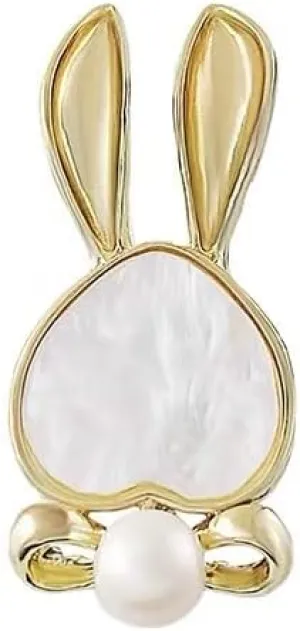 Dainty Bunny Bow Pearl Brooch Lapel Pin for Women Girls Goldtone Cute Heart Rabbit Animal Brooches Pins Clothing Jackets Badges Corsage Shawl Clip Graduation Easter Birthday Holiday Jewelry Gifts for Daughter