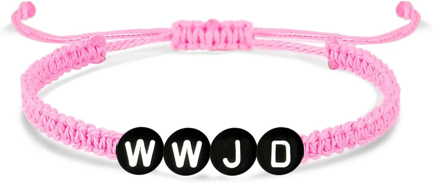 DATOA WWJD Braided Rope Bracelet What Would Jesus Do Letter Hnadmade Bracelets Religious Jewelry