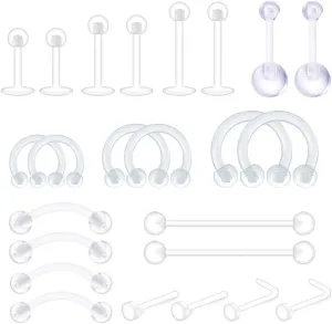 D.Bella 14G 16G 18G 20G Clear Flexible Bioplast Retainer Navel Belly Ring Eyebrow Tongue Nipple Barbell Nose Lip Labret Stud