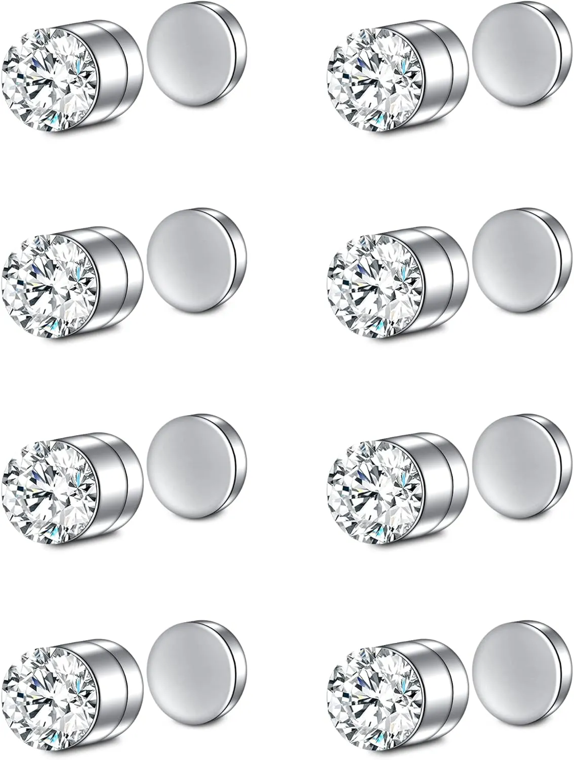 D.Bella Fake Nose Ring Stud Magnetic Nose Stud Clip On Lip Ear Non Pierced Jewelry for Women Men Silver