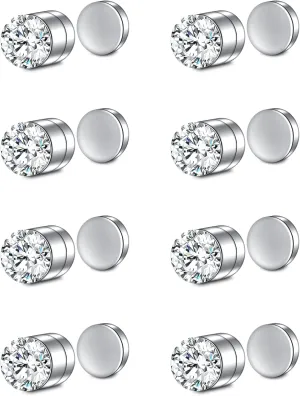 D.Bella Fake Nose Ring Stud Magnetic Nose Stud Clip On Lip Ear Non Pierced Jewelry for Women Men Silver