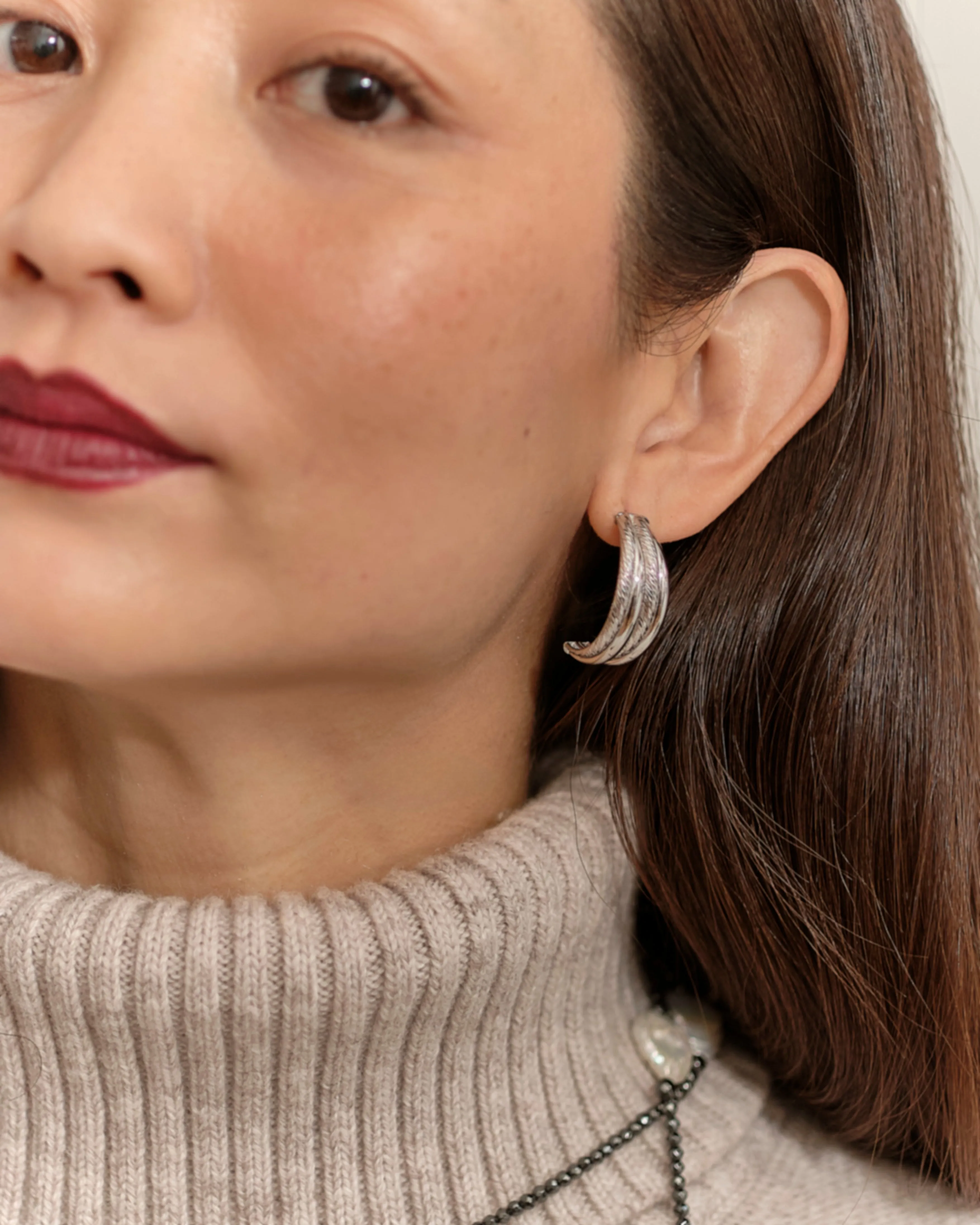 Demi Deluxe - Silver Half Hoop Earrings