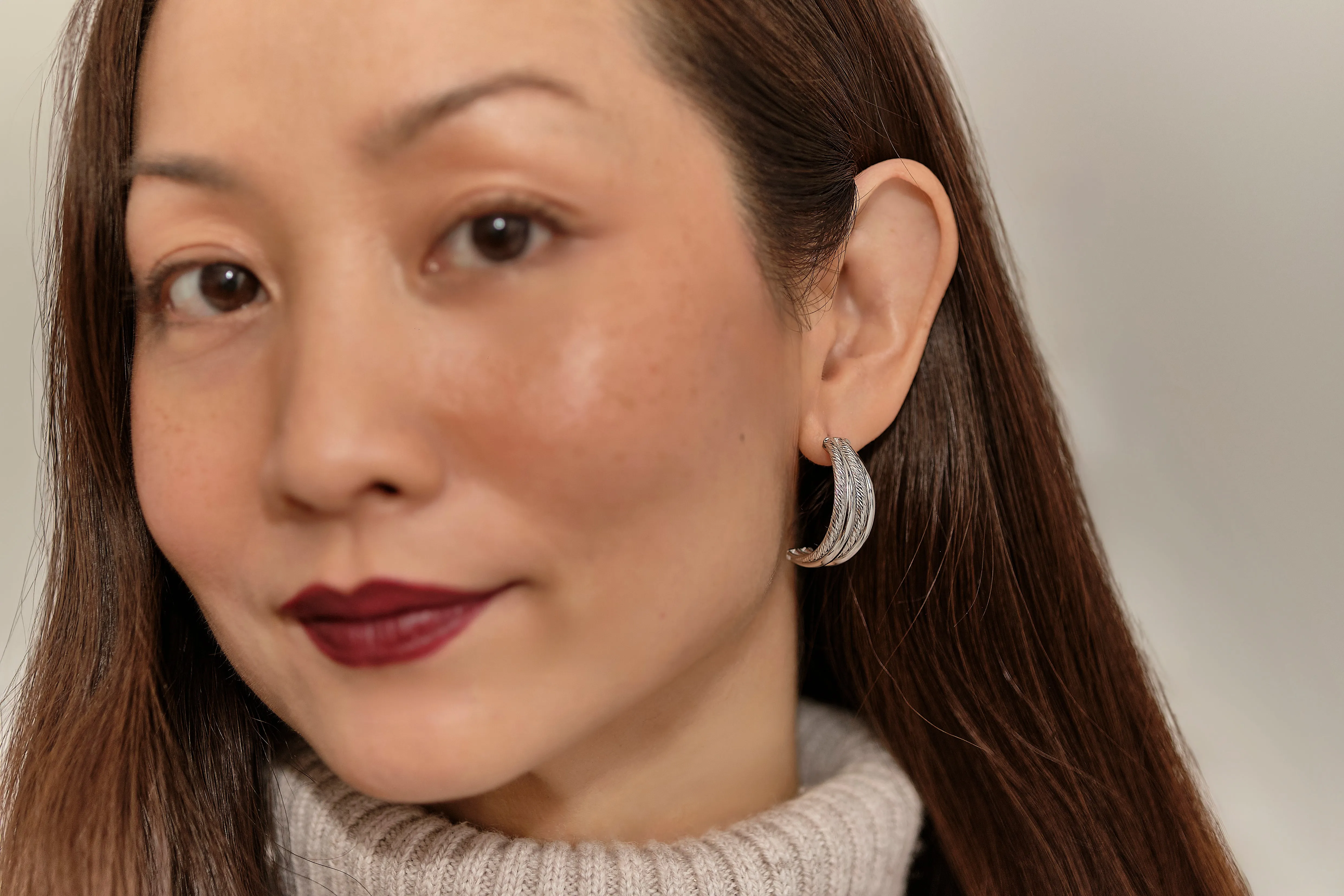 Demi Deluxe - Silver Half Hoop Earrings