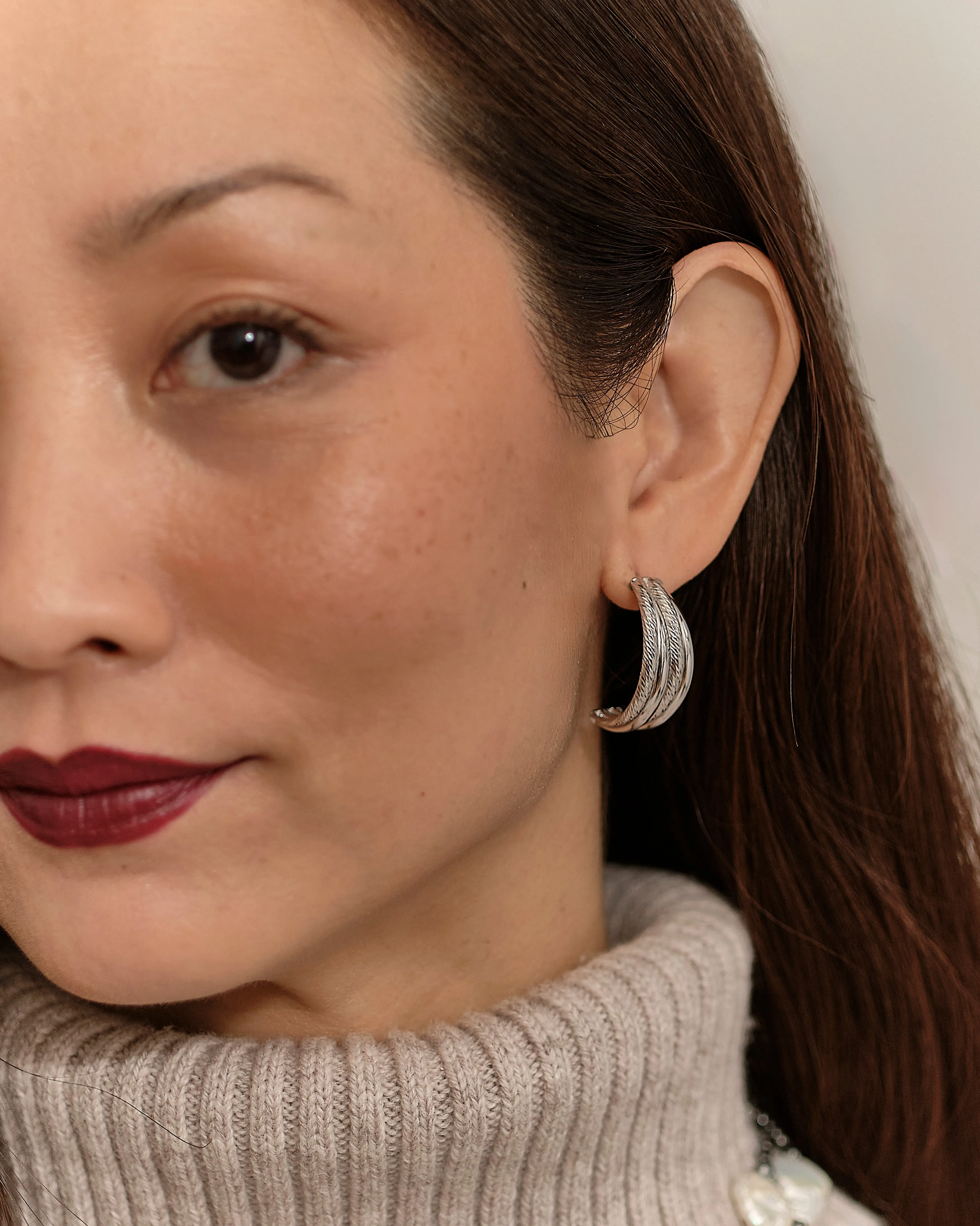 Demi Deluxe - Silver Half Hoop Earrings