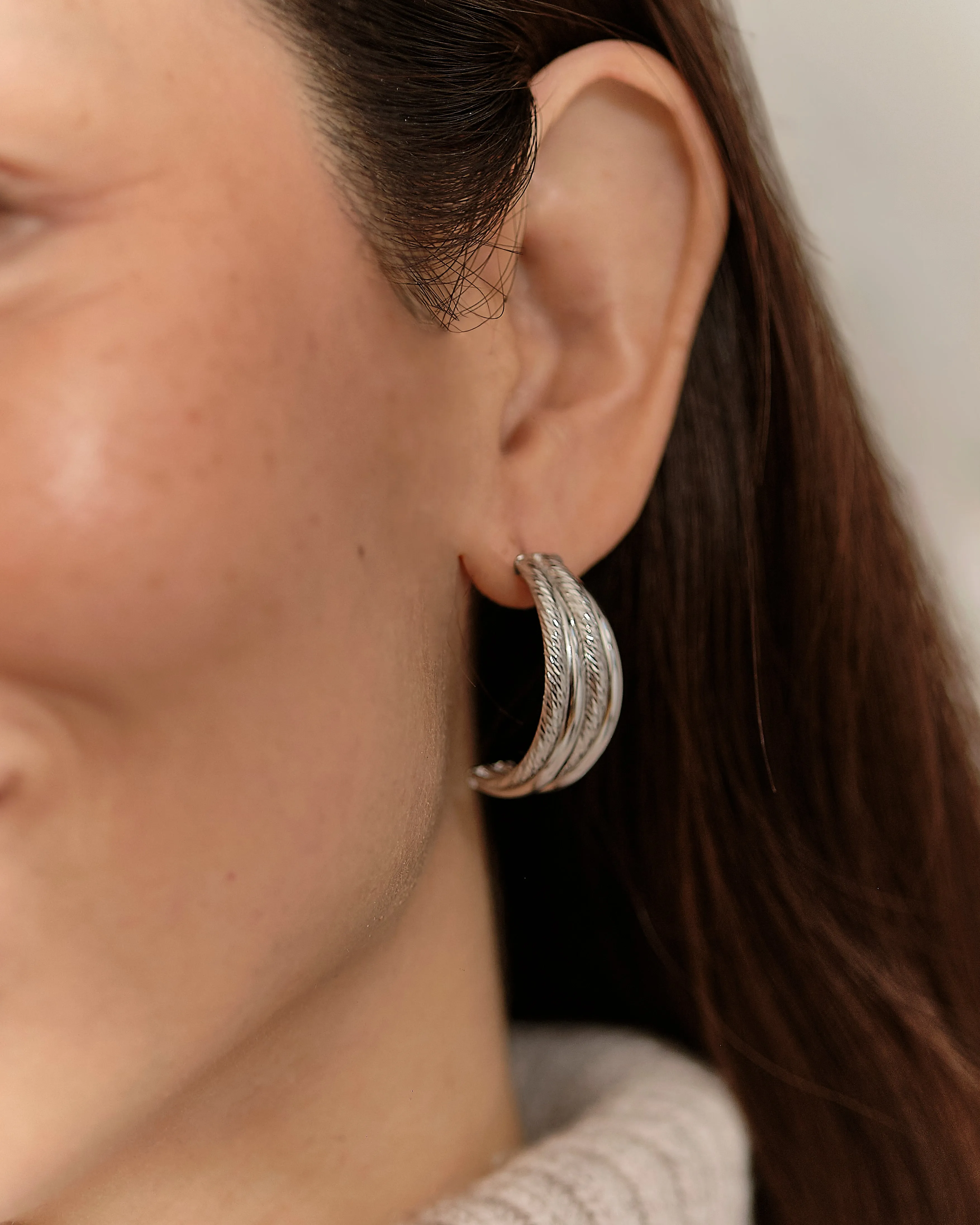 Demi Deluxe - Silver Half Hoop Earrings
