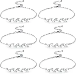 DHQH Bridesmaids Gift Set of 6 or 4 Bridesmaid Bracelet 18K Gold Plated Leaf Bracelet I Couldnt Tie a Knot Without You Wedding Bridesmaid Proposal Bracelets Jewelry Gifts for Women