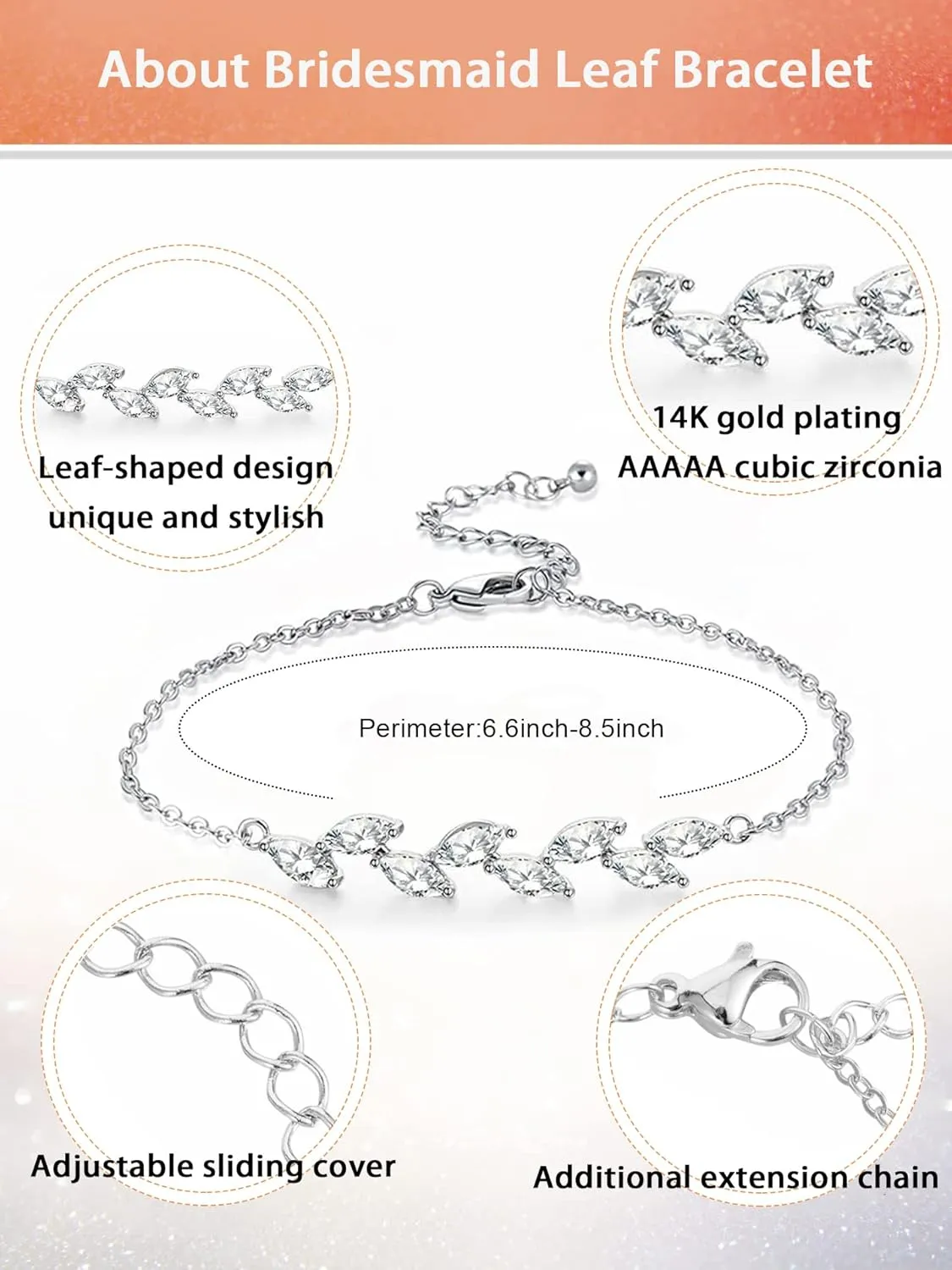 DHQH Bridesmaids Gift Set of 6 or 4 Bridesmaid Bracelet 18K Gold Plated Leaf Bracelet I Couldnt Tie a Knot Without You Wedding Bridesmaid Proposal Bracelets Jewelry Gifts for Women