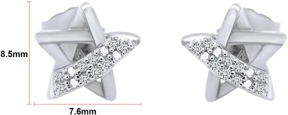 Diamond Accent Star Stud Earrings in 14k Gold Plated Sterling Silver For Women (0.05 Carat, I-J Color, I2-I3 Clarity) Valentine's Day Gift For Her