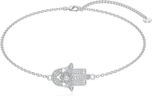 Diamond Hamsa Hand Bracelet for Women 925 Sterling Silver Hand of Fatima Bracelets Lucky Hamsa Jewelry Gifts for Mom Wife Daughter Girlfriend Sister Friend