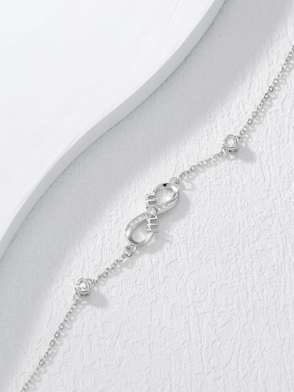 Dorunmo Mom Bracelet 925 Sterling Silver Infinity Heart Anklet Bracelets for Women Mother's Day Jewelry Gifts for Wife Her from Daughter Son