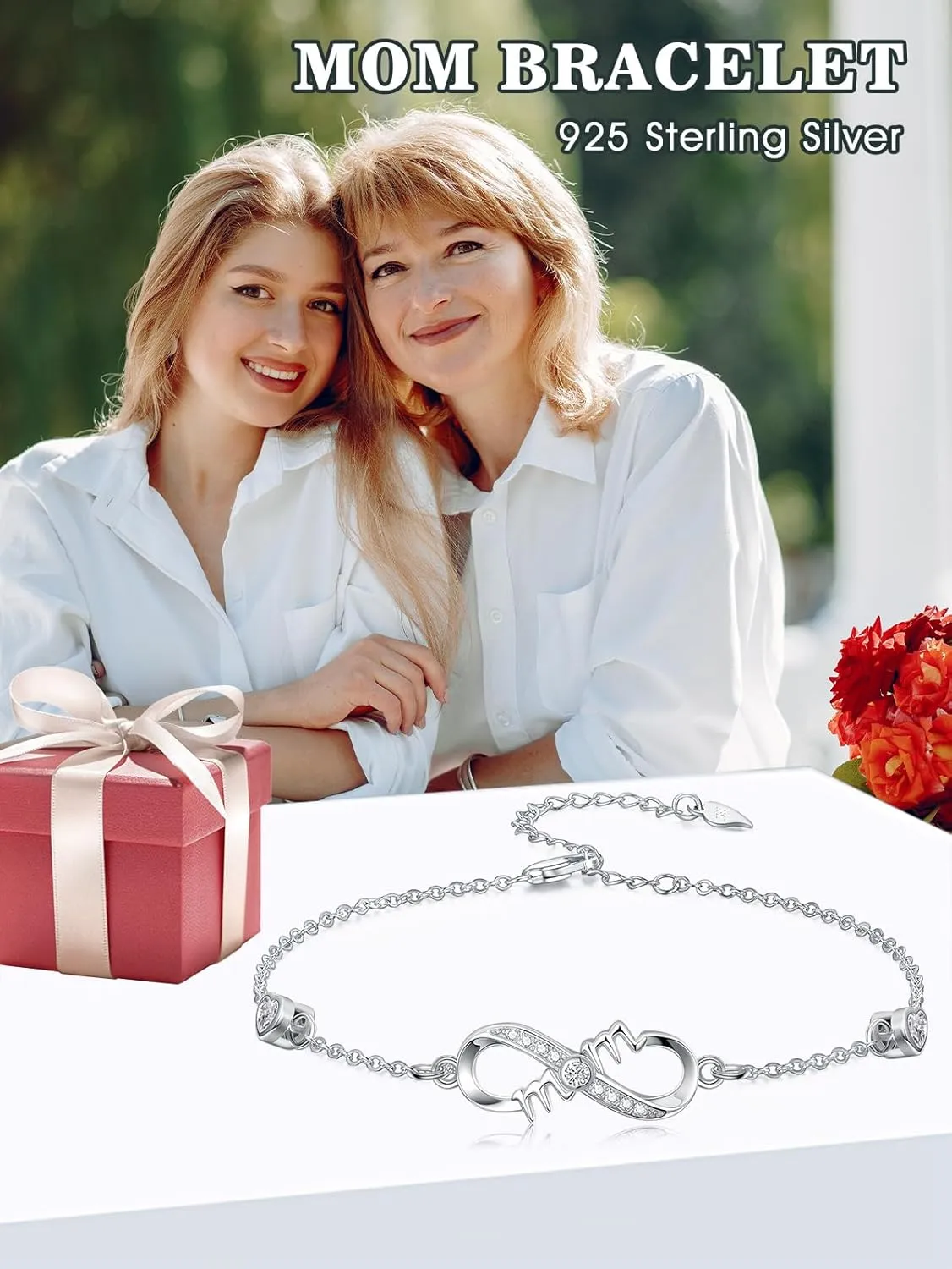 Dorunmo Mom Bracelet 925 Sterling Silver Infinity Heart Anklet Bracelets for Women Mother's Day Jewelry Gifts for Wife Her from Daughter Son