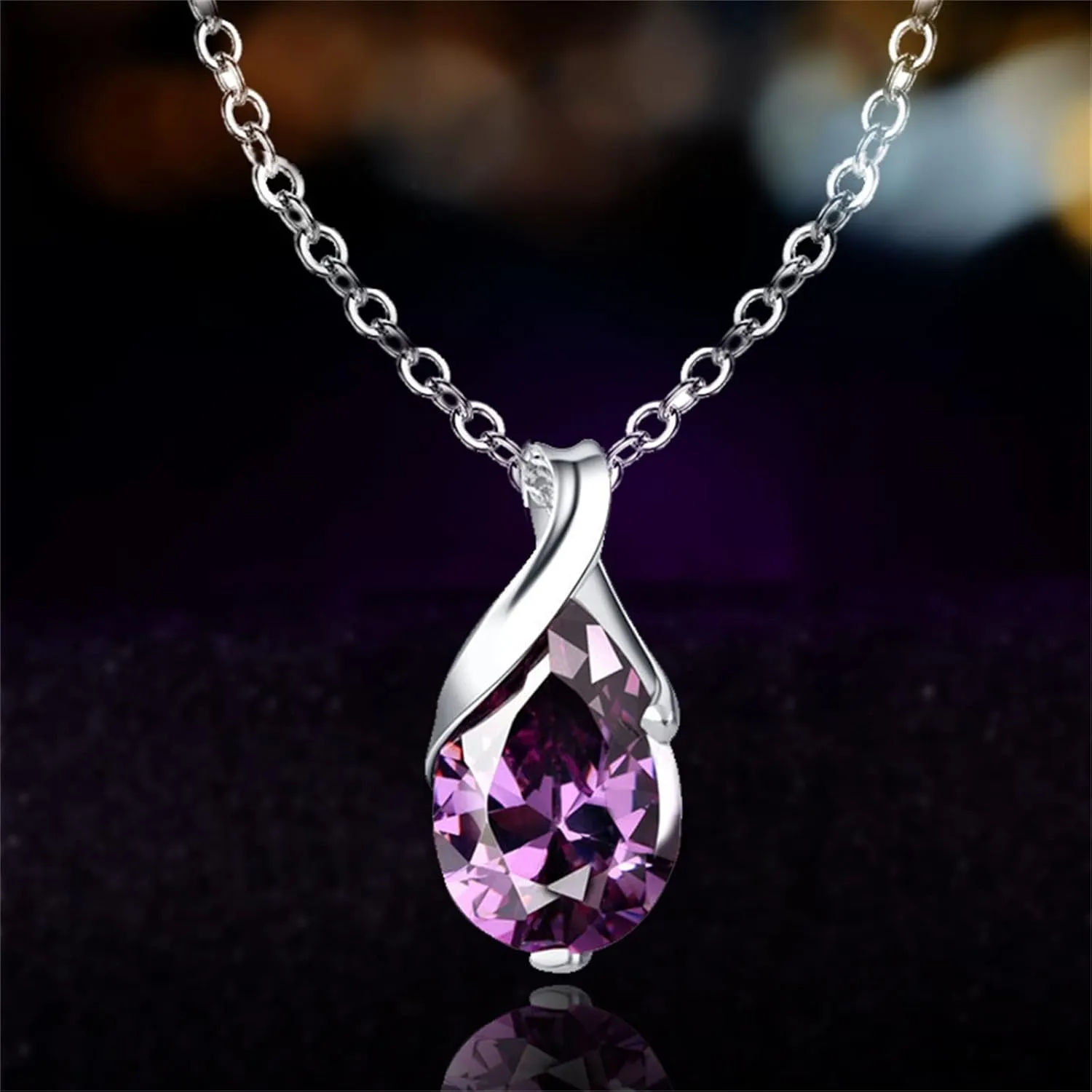 Double Heart Diamond Necklace with Crystal Choker Pendant, Collarbone Chain, Silver Plated Jewelry Gift for Women Valentine's Day and Mother's Day Birthday