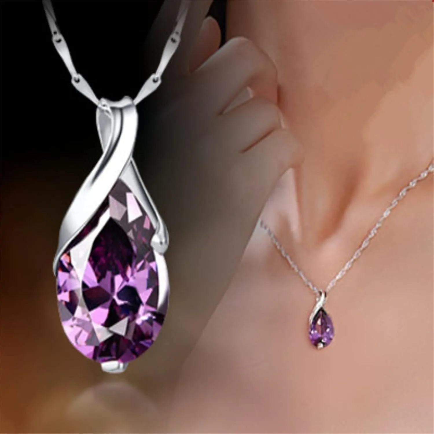 Double Heart Diamond Necklace with Crystal Choker Pendant, Collarbone Chain, Silver Plated Jewelry Gift for Women Valentine's Day and Mother's Day Birthday