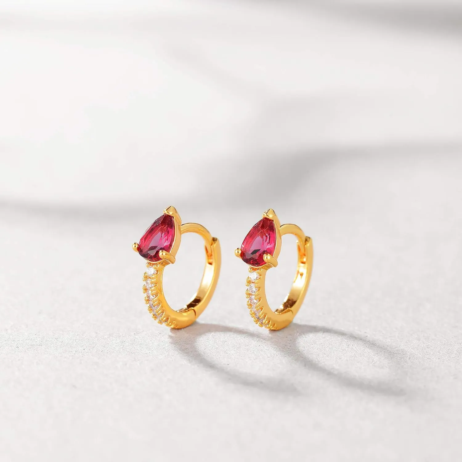 Dremmy Studios Dainty CZ Huggie Hoop Earrings 14K Gold Plated Chunky Simple Cute Thick Round Frill Bead Ball Starburst Cuff Earrings Cubic Zirconia Hoop Earrings Minimalist Personalized Gift for Her