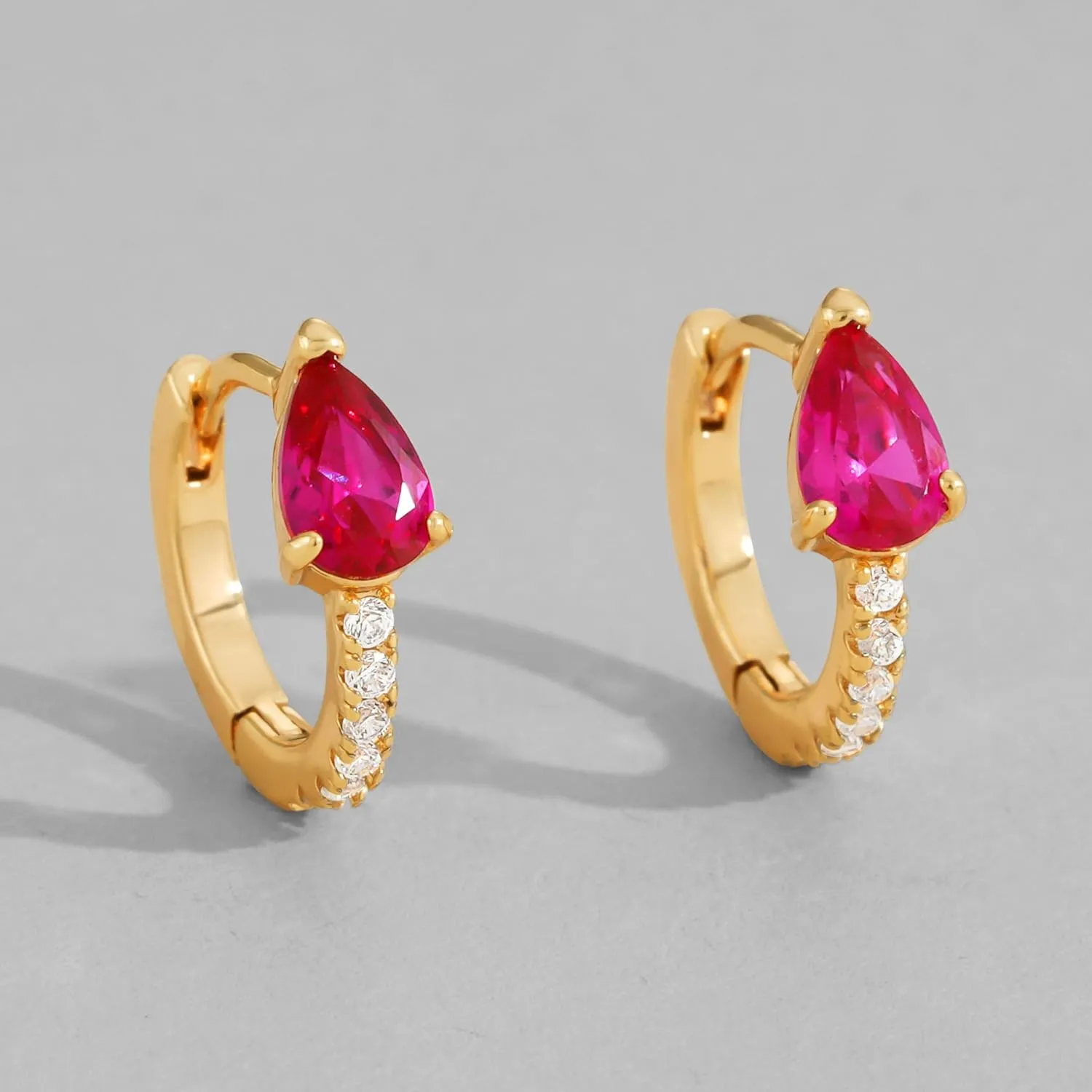 Dremmy Studios Dainty CZ Huggie Hoop Earrings 14K Gold Plated Chunky Simple Cute Thick Round Frill Bead Ball Starburst Cuff Earrings Cubic Zirconia Hoop Earrings Minimalist Personalized Gift for Her