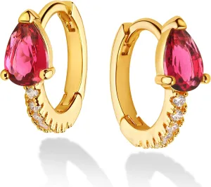 Dremmy Studios Dainty CZ Huggie Hoop Earrings 14K Gold Plated Chunky Simple Cute Thick Round Frill Bead Ball Starburst Cuff Earrings Cubic Zirconia Hoop Earrings Minimalist Personalized Gift for Her