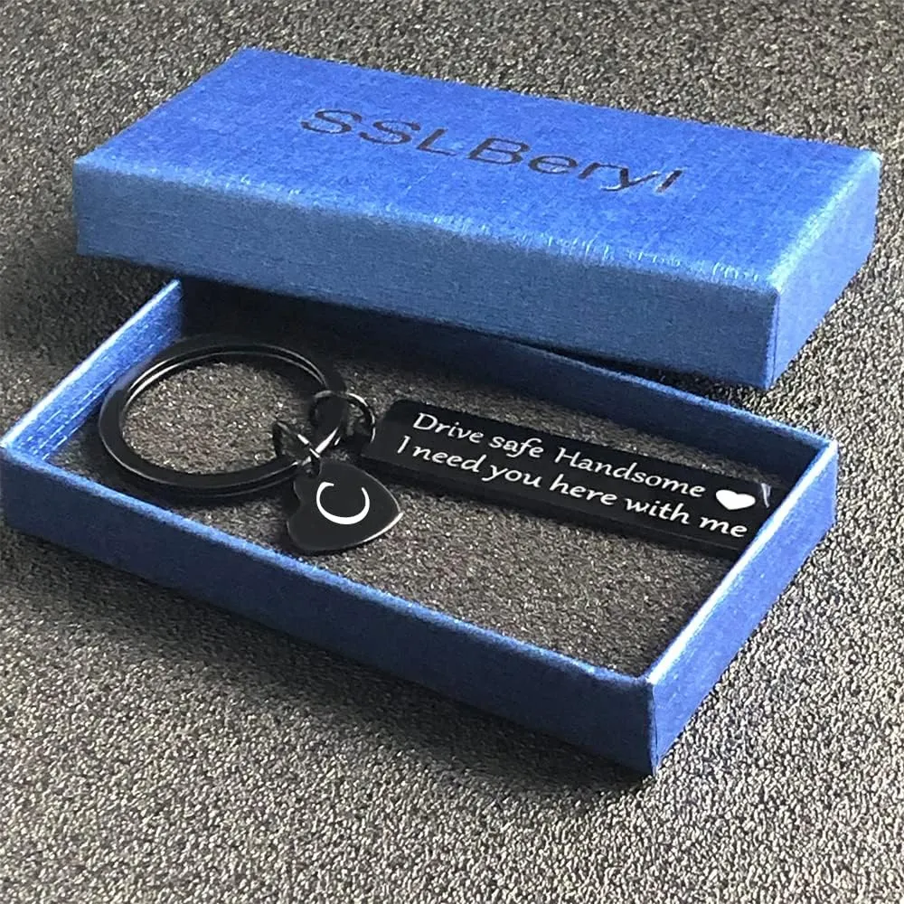 Drive Safe Keychain Gifts for Boyfriend Valentines Day Anniversary Christmas Gifts for Him Husband Keychains for Men