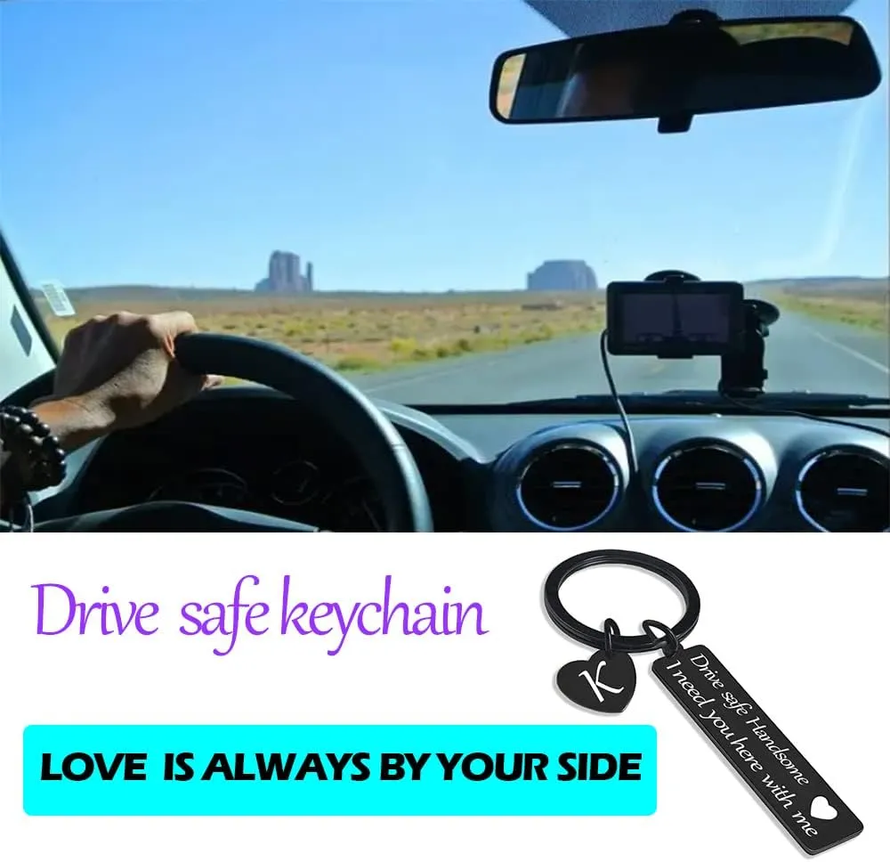 Drive Safe Keychain Gifts for Boyfriend Valentines Day Anniversary Christmas Gifts for Him Husband Keychains for Men