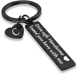 Drive Safe Keychain Gifts for Boyfriend Valentines Day Anniversary Christmas Gifts for Him Husband Keychains for Men