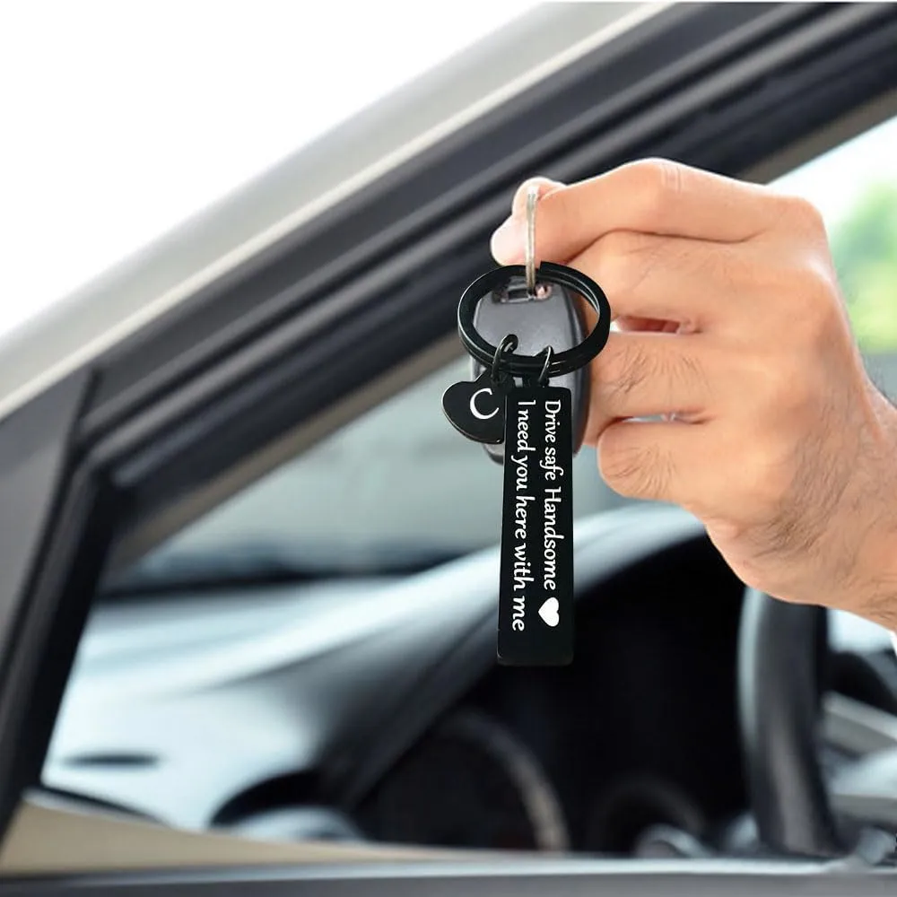 Drive Safe Keychain Gifts for Boyfriend Valentines Day Anniversary Christmas Gifts for Him Husband Keychains for Men