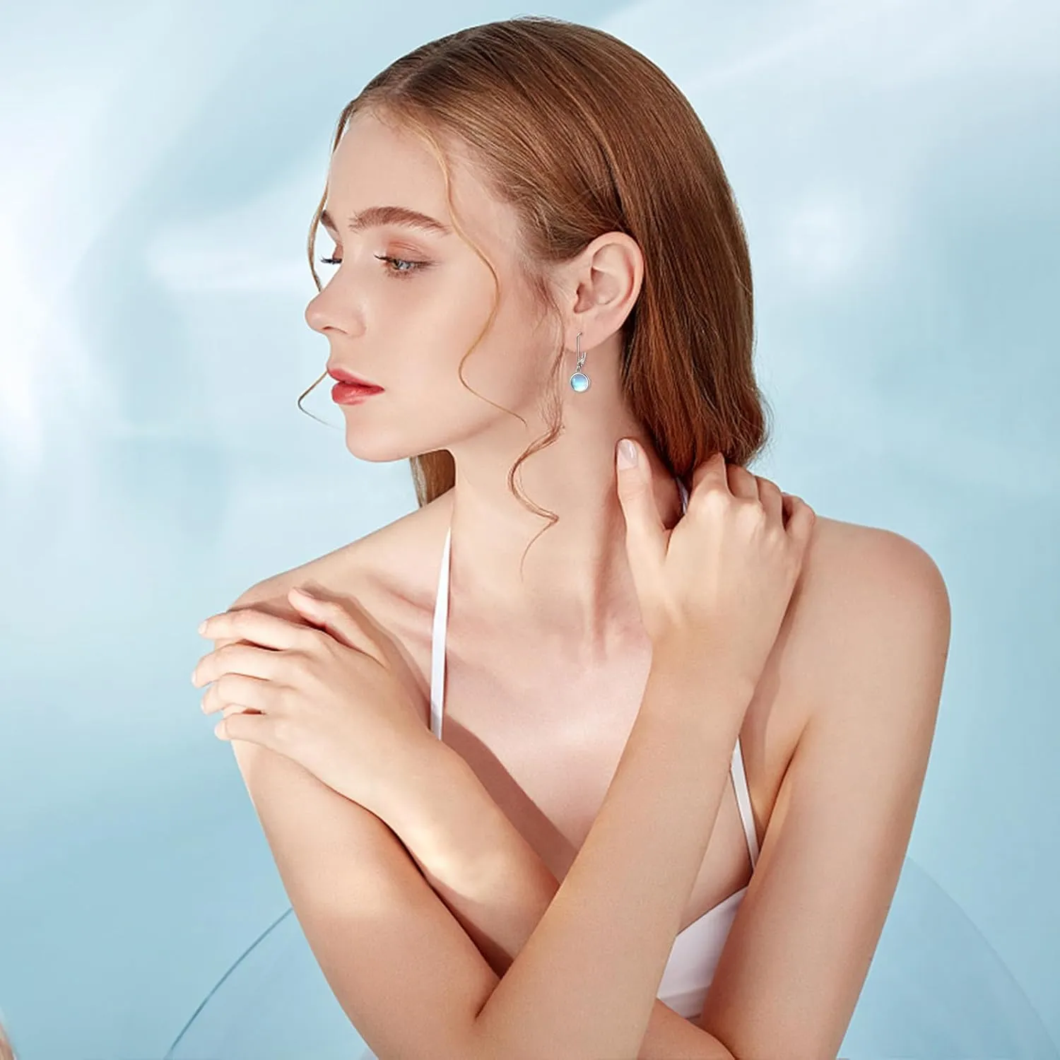 Drop Earrings for Women Sterling Silver Gemstone Earrings Amber Tiger Eye Moonstone Amethyst Blue Sandson Leverback Earrings Drop French Leverback Dangle Earrings Hypoallergenic Jewelry for Women Mom