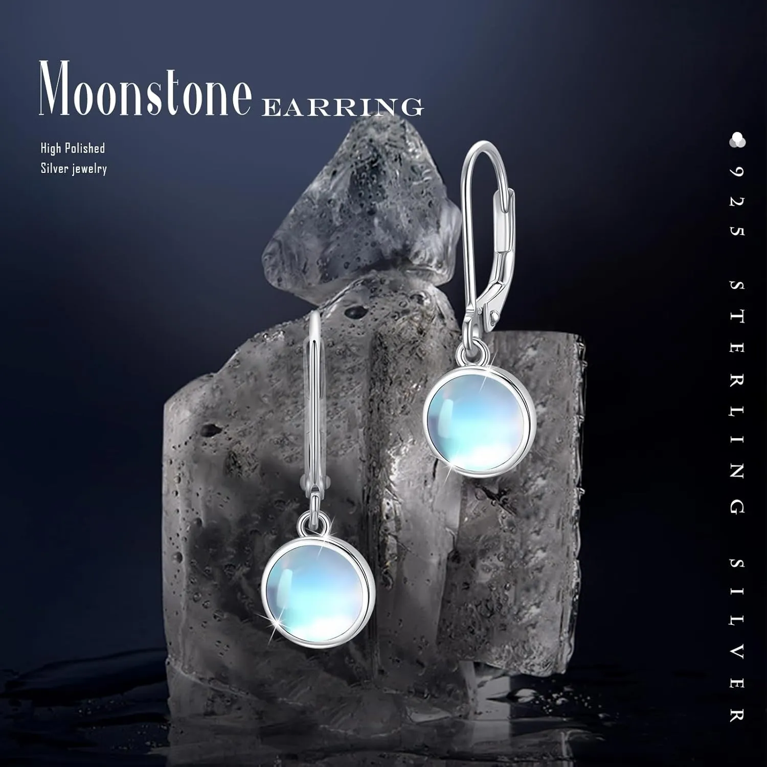 Drop Earrings for Women Sterling Silver Gemstone Earrings Amber Tiger Eye Moonstone Amethyst Blue Sandson Leverback Earrings Drop French Leverback Dangle Earrings Hypoallergenic Jewelry for Women Mom
