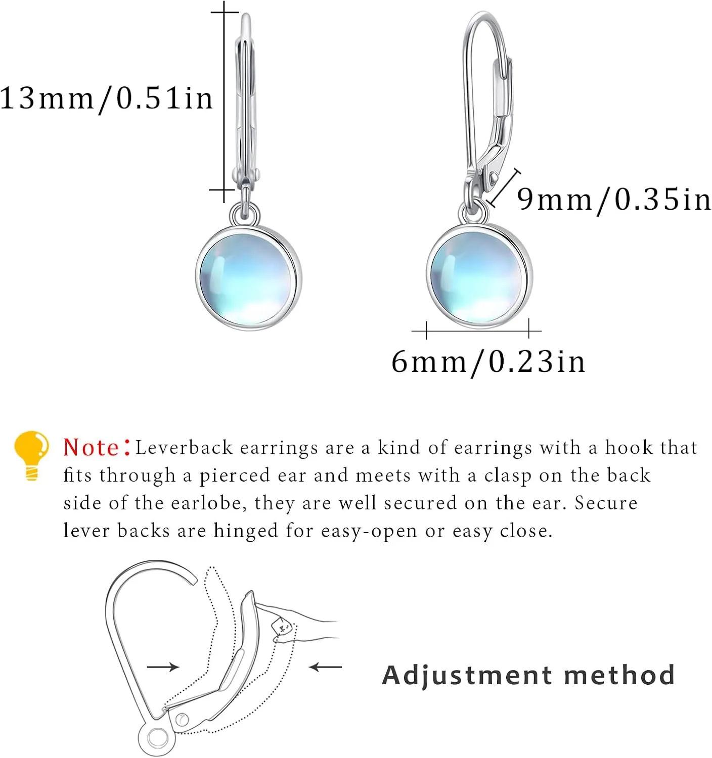 Drop Earrings for Women Sterling Silver Gemstone Earrings Amber Tiger Eye Moonstone Amethyst Blue Sandson Leverback Earrings Drop French Leverback Dangle Earrings Hypoallergenic Jewelry for Women Mom