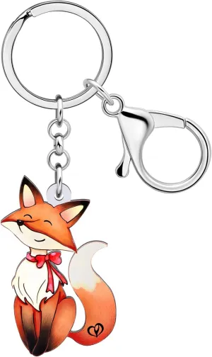 DUOWEI Acrylic Cute Anime Fox Keychain Key Ring Animal Fox Gifts for Women Girls Car Keys Wallet Backpack Accessories Charms