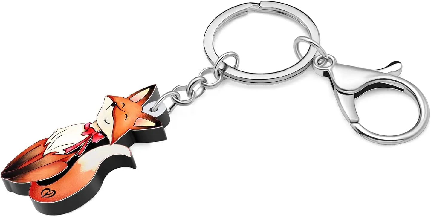 DUOWEI Acrylic Cute Anime Fox Keychain Key Ring Animal Fox Gifts for Women Girls Car Keys Wallet Backpack Accessories Charms