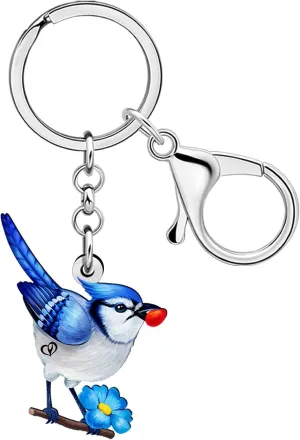DUOWEI Cute Colorful Natural Bird Keychain Key Ring Bird Lovers Gifts for Women Girls Car Keys Wallet Backpack Accessories
