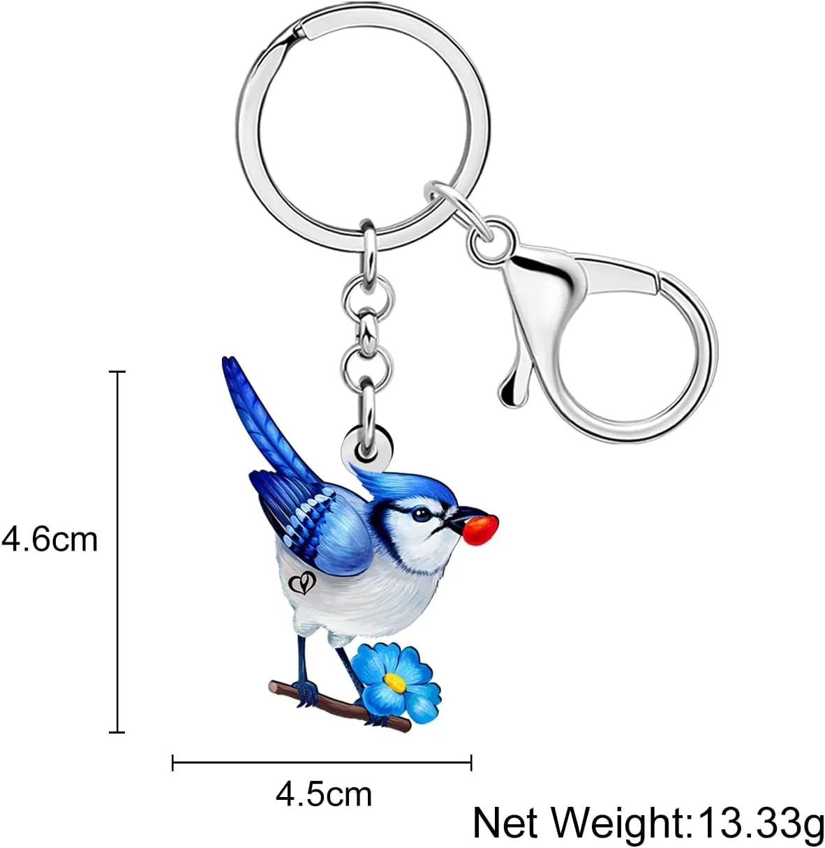 DUOWEI Cute Colorful Natural Bird Keychain Key Ring Bird Lovers Gifts for Women Girls Car Keys Wallet Backpack Accessories
