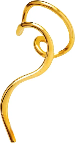Ear Charms  'One-Liner' Ear Cuff Non-Pierced Left Earring Jacket Cuff Gold on Sterling Silver