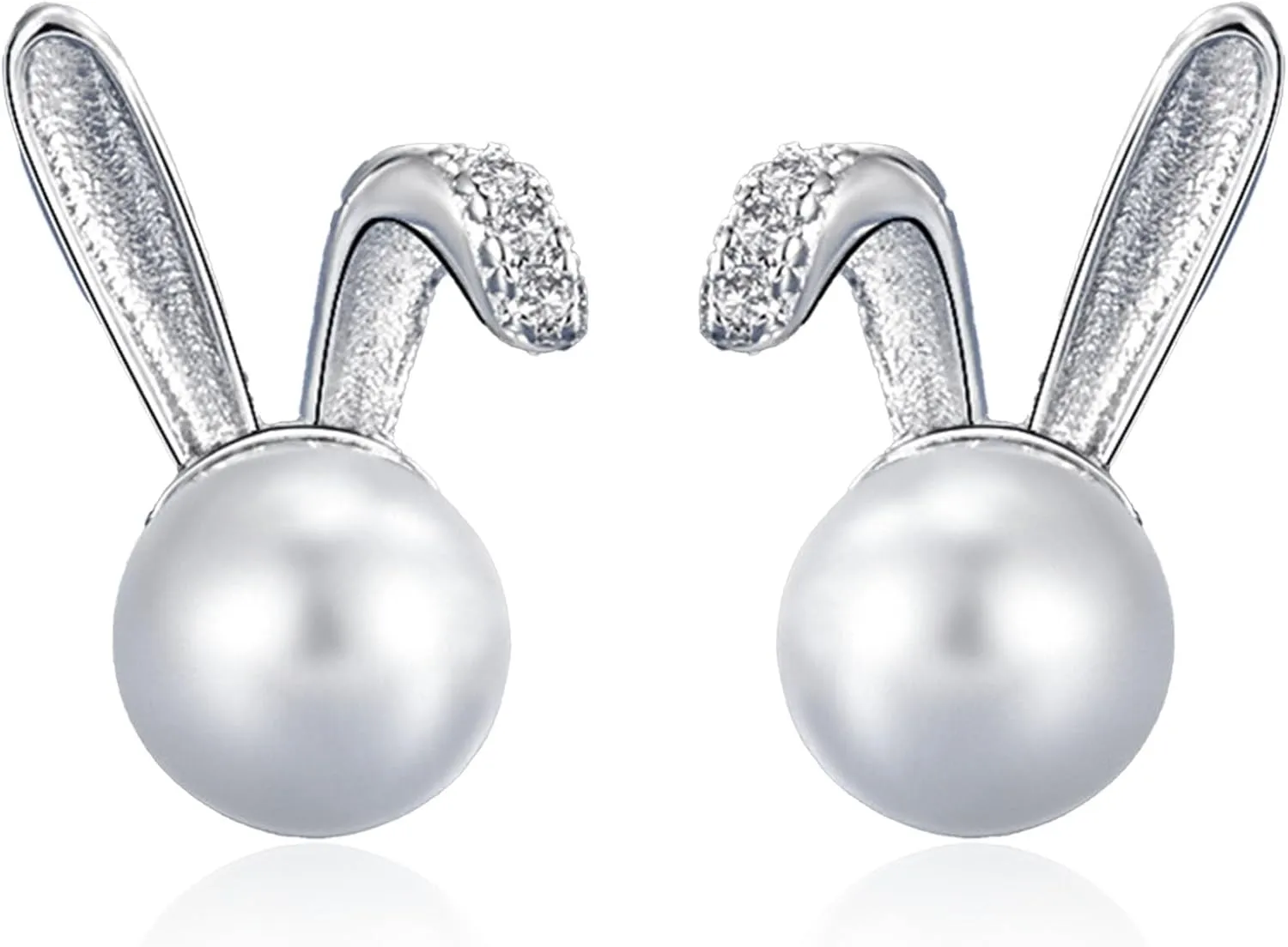 Easter Bunny Studs Earrings for Women Cute Pearls Rhinestone Diamond Rabbit Earrings Jewelry Gifts