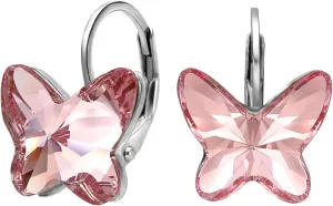 EleQueen 925 Sterling Silver Butterfly Love Hoop Huggie Stud Earrings Made with Austrian Crystals for Women, Valentine's Day/Mother's Day/Christmas Jewelry Gift