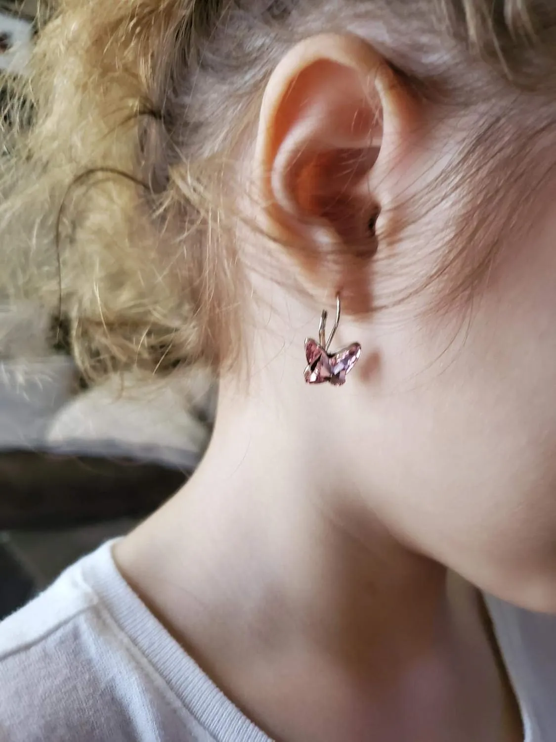 EleQueen 925 Sterling Silver Butterfly Love Hoop Huggie Stud Earrings Made with Austrian Crystals for Women, Valentine's Day/Mother's Day/Christmas Jewelry Gift