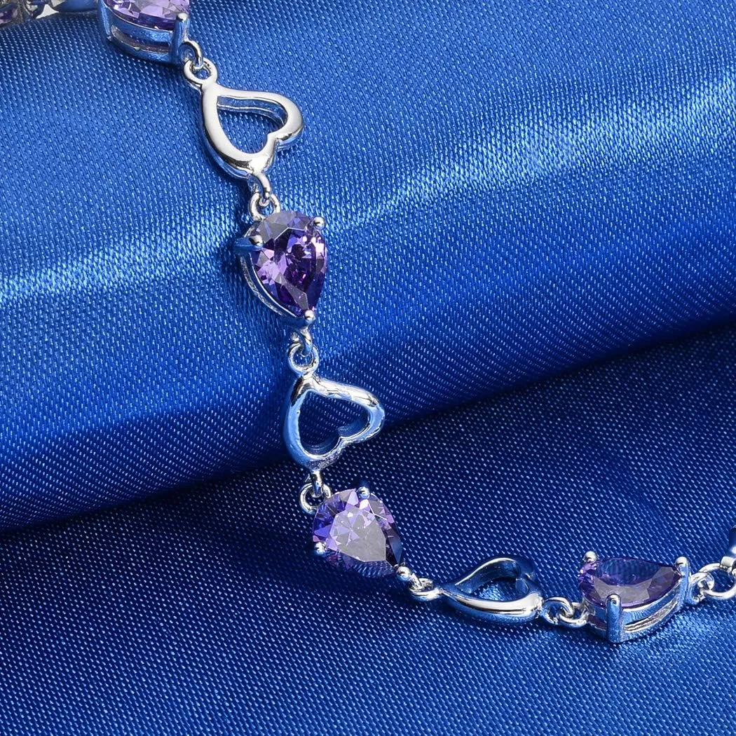 EleQueen 925 Sterling Silver CZ Love Heart of Ocean Teardrop Bridal Tennis Bracelet for Women, Valentine's Day/Mother's Day/Christmas Jewelry Gift for Wife/Mom