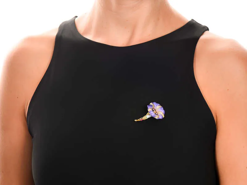 Enamel Convolvulus Morning Glory Brooch