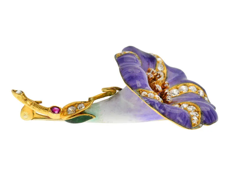 Enamel Convolvulus Morning Glory Brooch