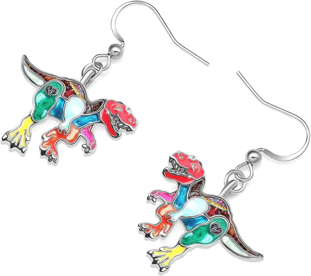 Enamel Dinosaur Earrings Dangle Zinc Alloy Fashion Jewelry Triceratops Earrings Gifts for Women Dinosaur Party Favors