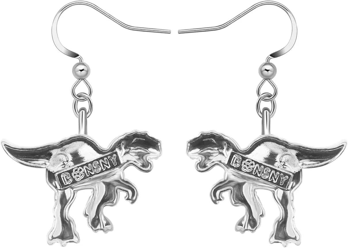 Enamel Dinosaur Earrings Dangle Zinc Alloy Fashion Jewelry Triceratops Earrings Gifts for Women Dinosaur Party Favors