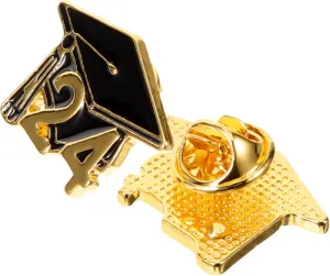 Enamel Graduation Brooch Pin 2pcs Graduation Cap Lapel Pin Class of 2024 Breastpin Badge Coat Accessories for High School College Graduation Souvenir