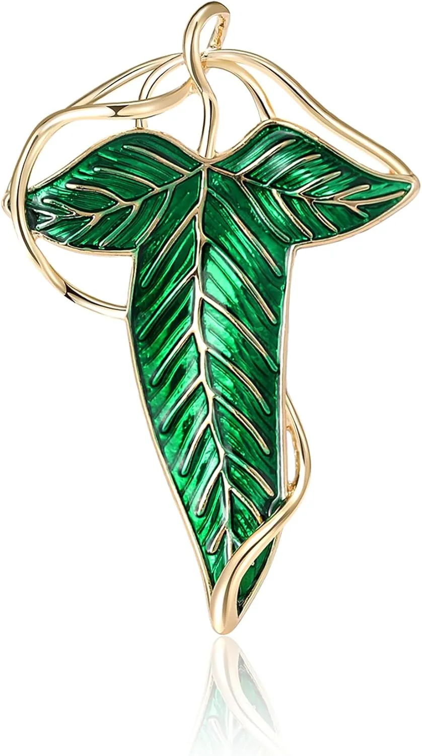 Enamel Green Leaf Brooches for Women Unisex Plant Pins 5-color Available Casual Party Accessories Gifts Elven Cloak Leaf Clasp Costume Accessory Cosplay Jewelry
