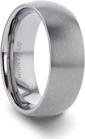 Eris | Titanium Rings for Men | Lightweight Titanium | Comfort Fit | Titanium Brushed Finish Domed Wedding Band -6mm & 8mm