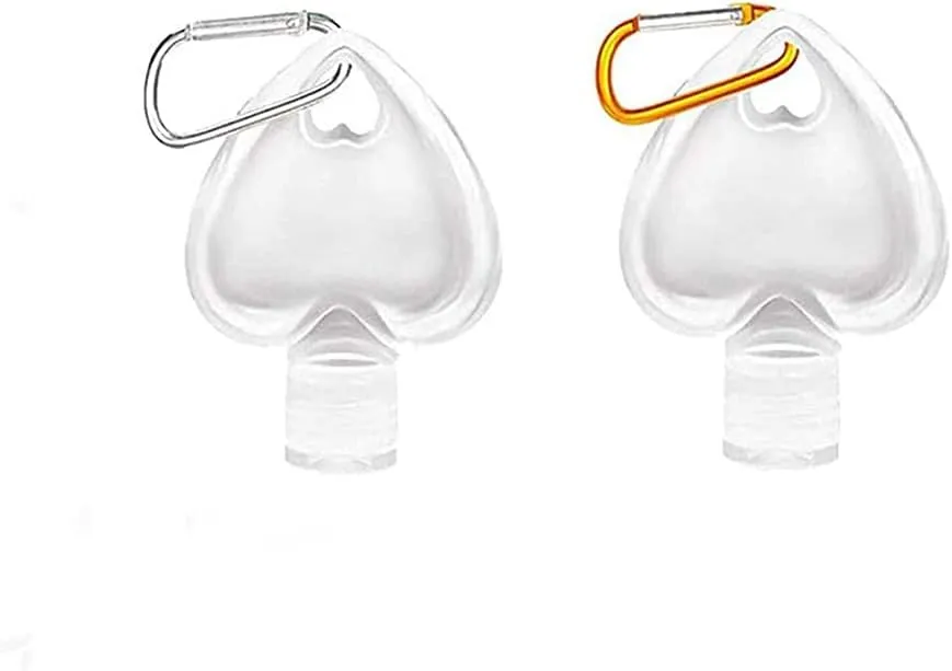 esowemsn 2pcs Plastic Heart-shaped Keychain Bottles Empty Hand Wash Bottles 50ml/2oz Refillable Leakproof Plastic Clear Travel Bottles for Hand Soap Body Wash Liquid Shampoo(Random Color)