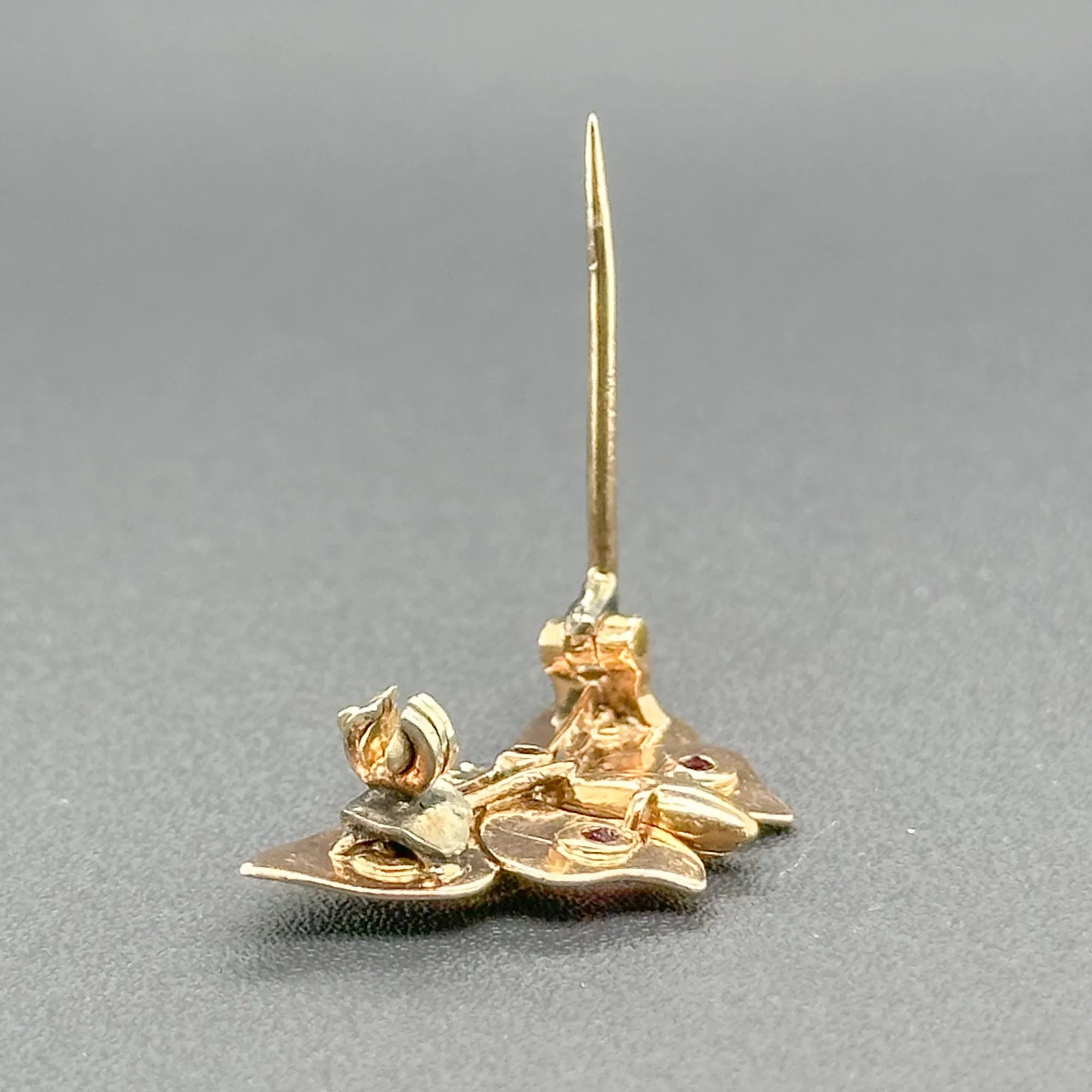 Estate 13K Tri-Color Gold 0.06cttw Ruby, 0.09ct Sapphire, 0.06cttw H-I/SI1 Diamond Butterfly Pin