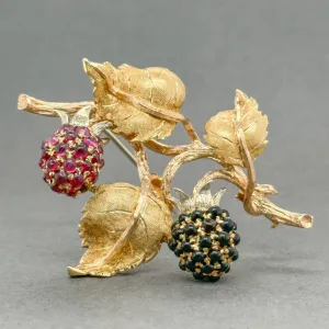 Estate Buccellati 18K Y Gold 5.12ctw Ruby & Sapphire Grape Brooch