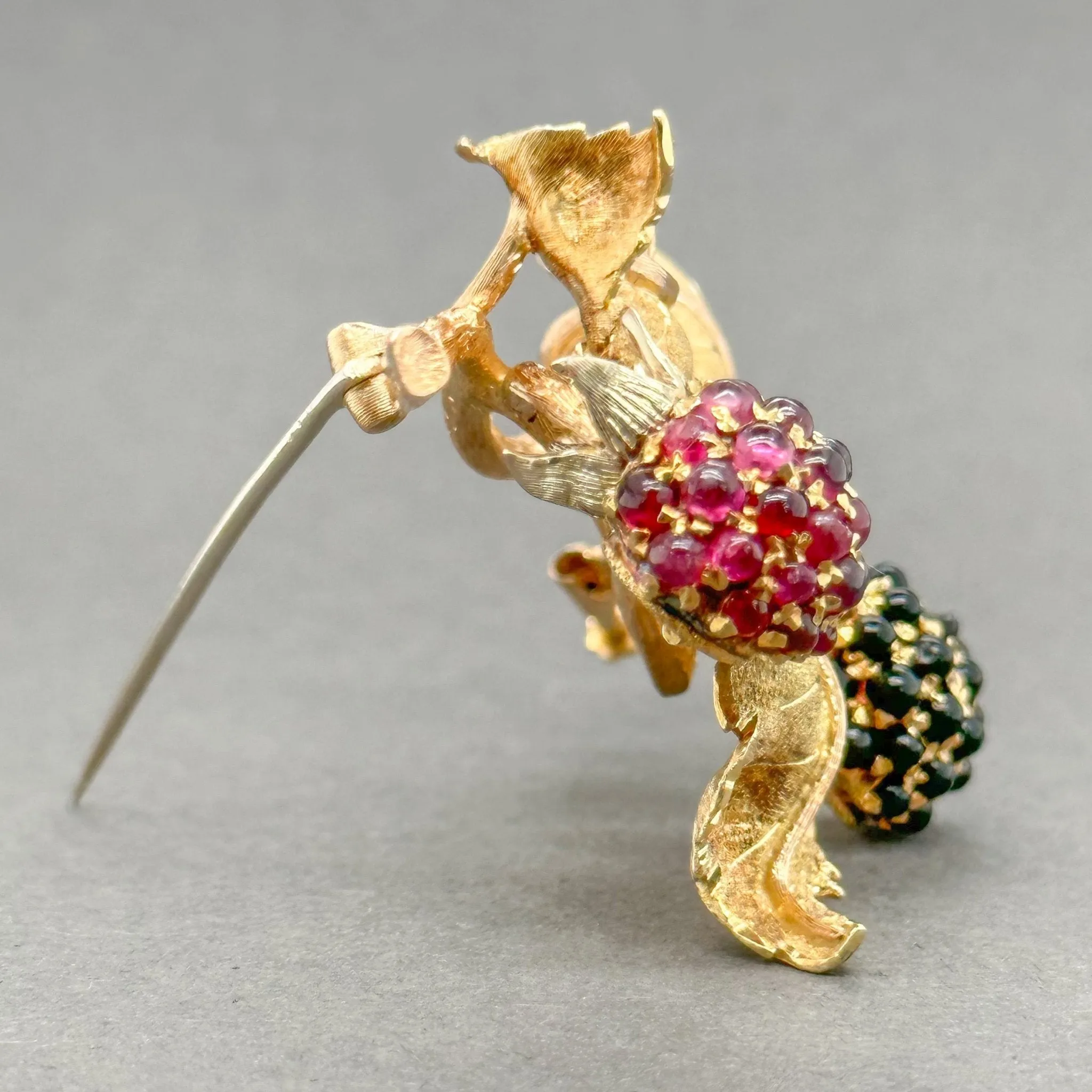 Estate Buccellati 18K Y Gold 5.12ctw Ruby & Sapphire Grape Brooch
