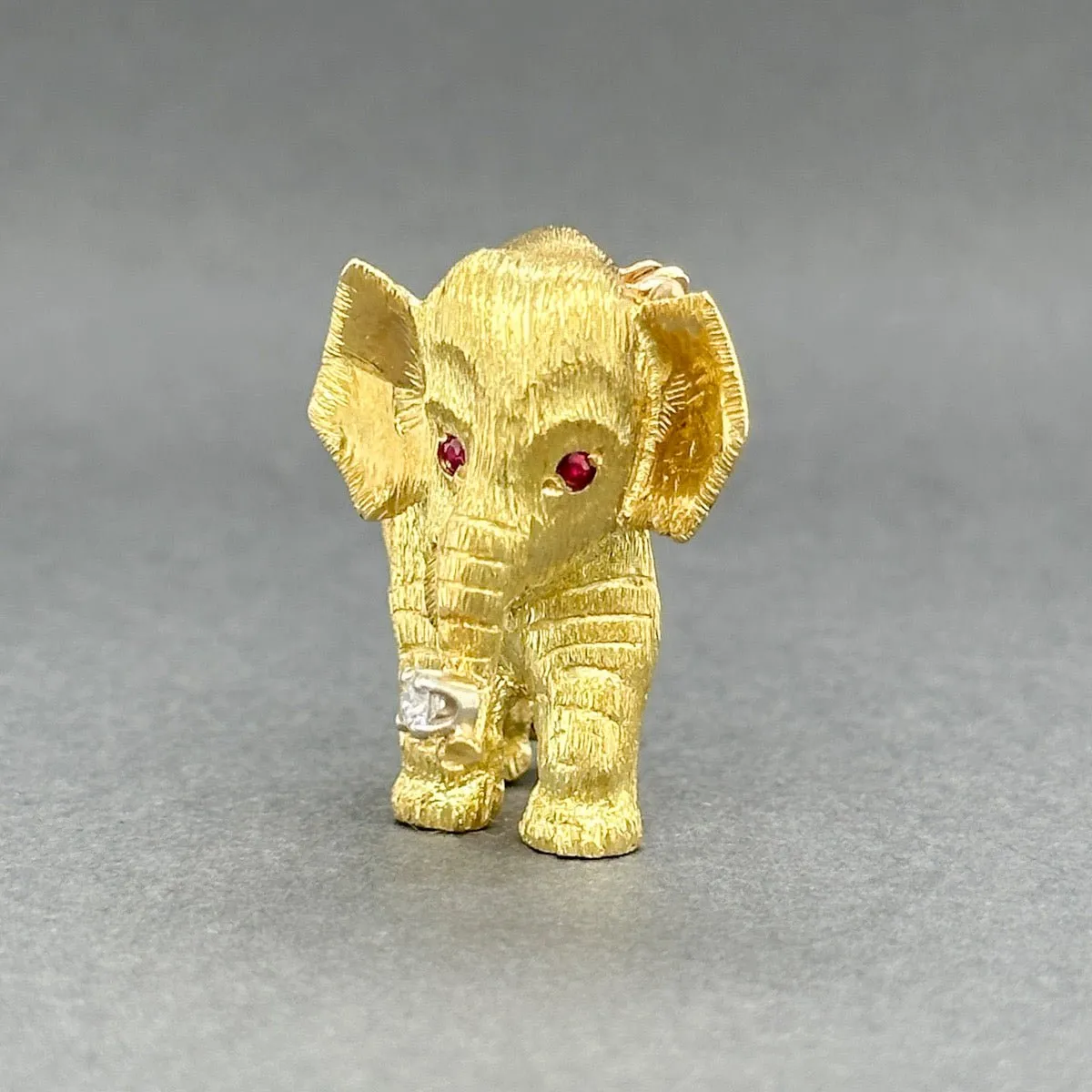 Estate Tiffany & Co. 18K Y Gold Ruby & Diamond Baby Elephant Pin
