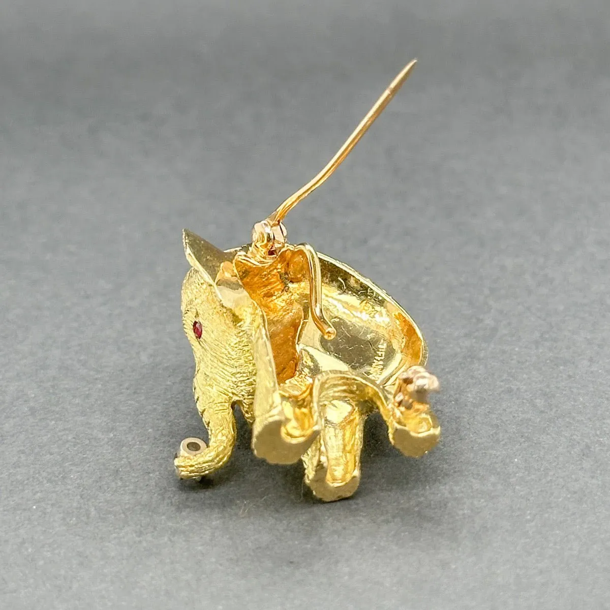 Estate Tiffany & Co. 18K Y Gold Ruby & Diamond Baby Elephant Pin